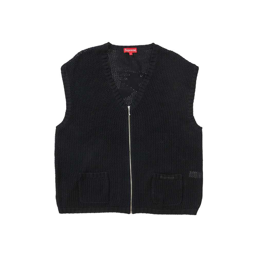 Supreme Dragon Zip Up Sweater Vest Black