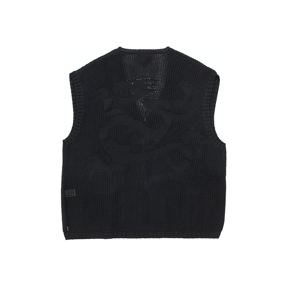 Supreme Dragon Zip Up Sweater Vest Black