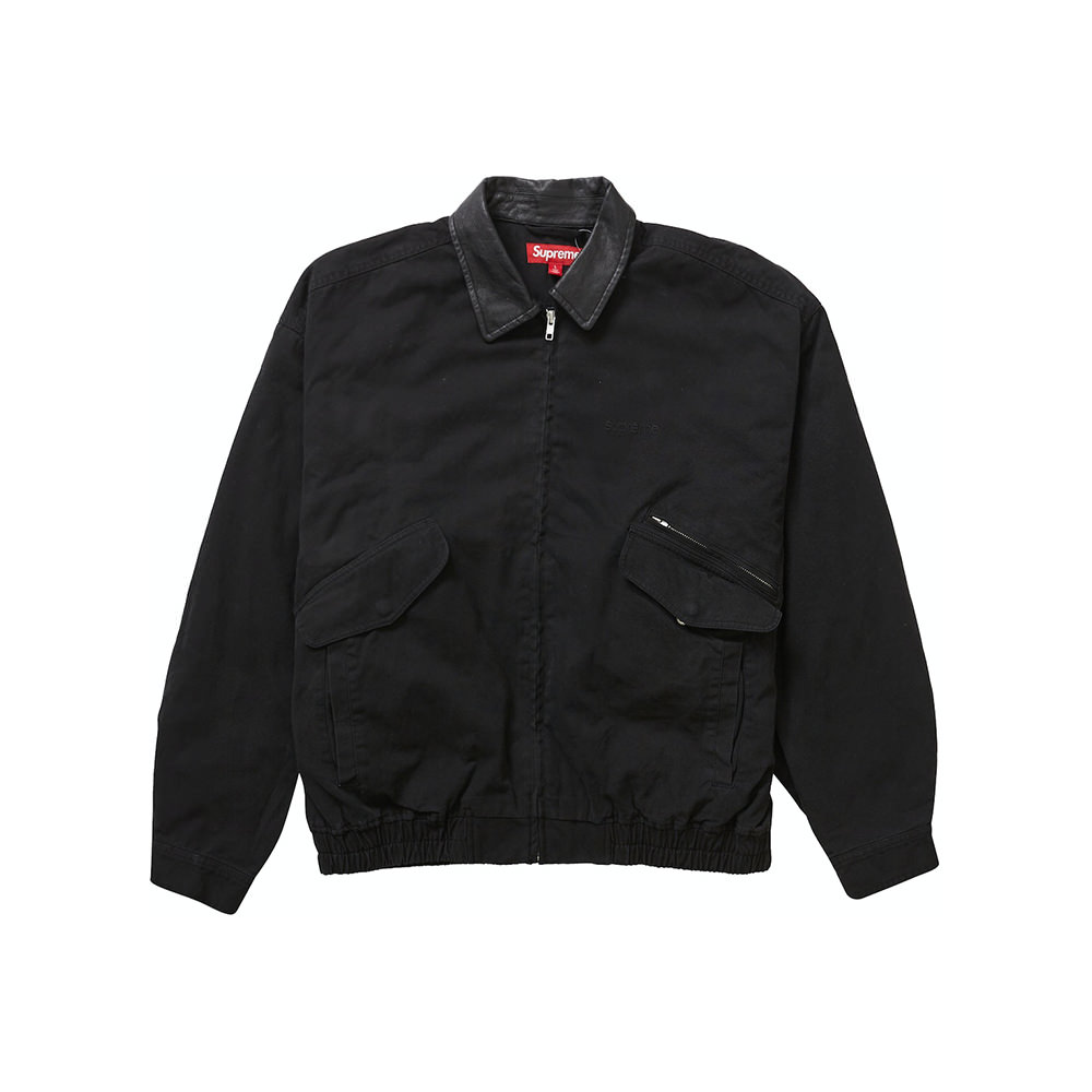 Supreme Leather Collar Utility Jacket Black
