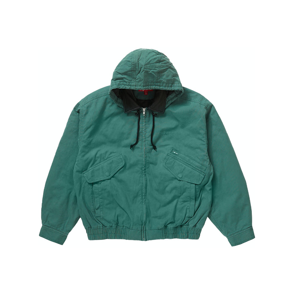 Supreme Leather Collar Utility Jacket GreenSupreme Leather Collar