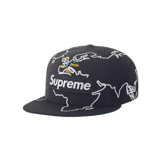 Supreme Worldwide Box Logo New Era Hat Black