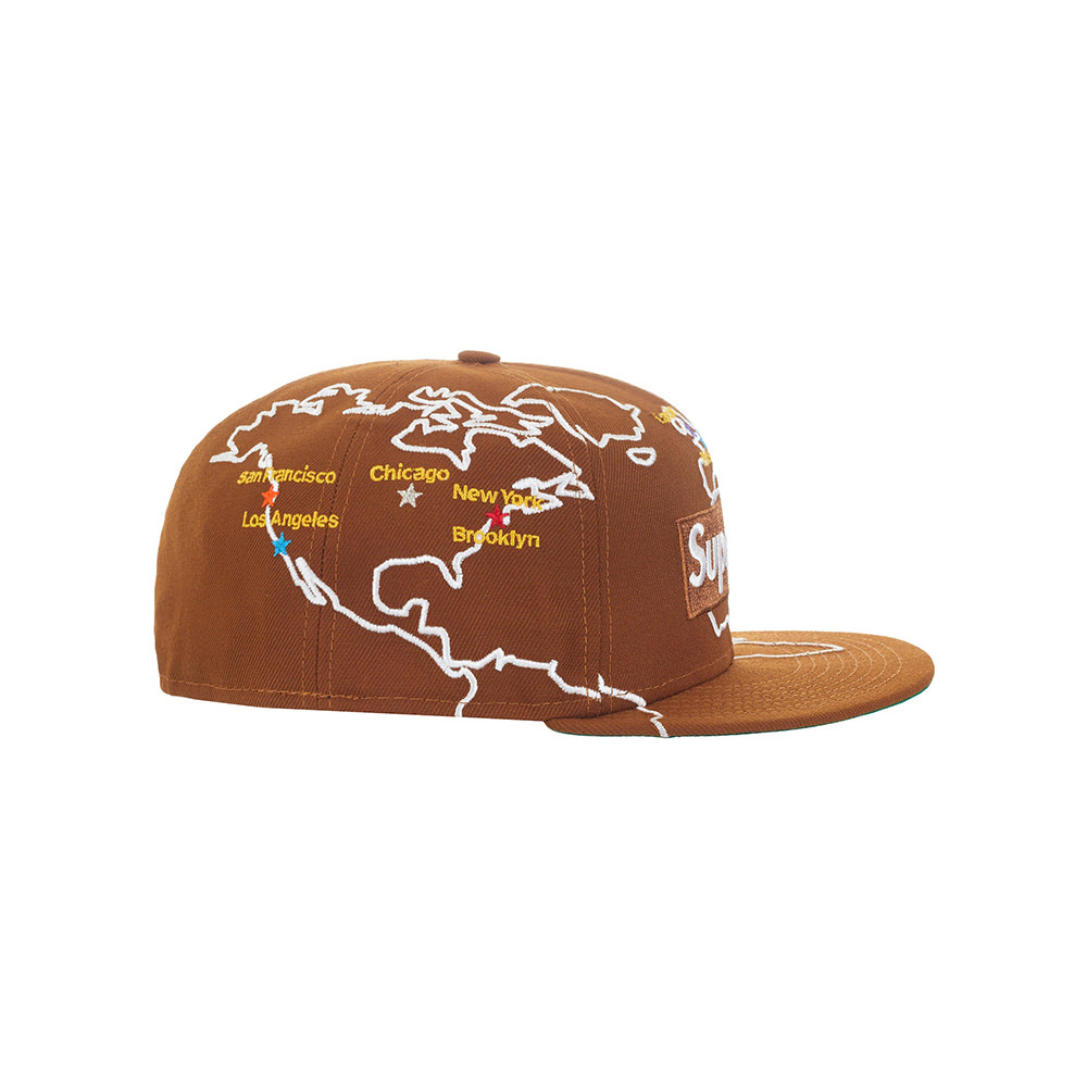 Supreme Worldwide Box Logo New Era Hat Brown