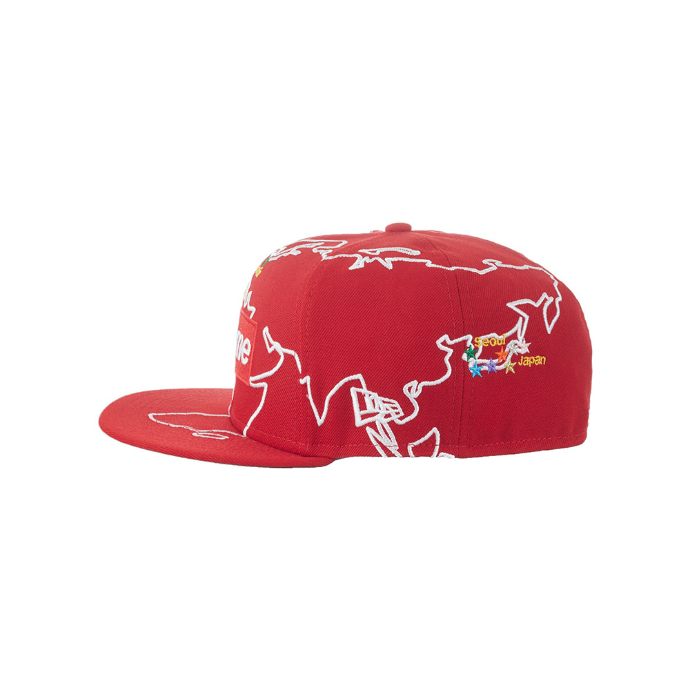 Supreme Worldwide Box Logo New Era Hat Red