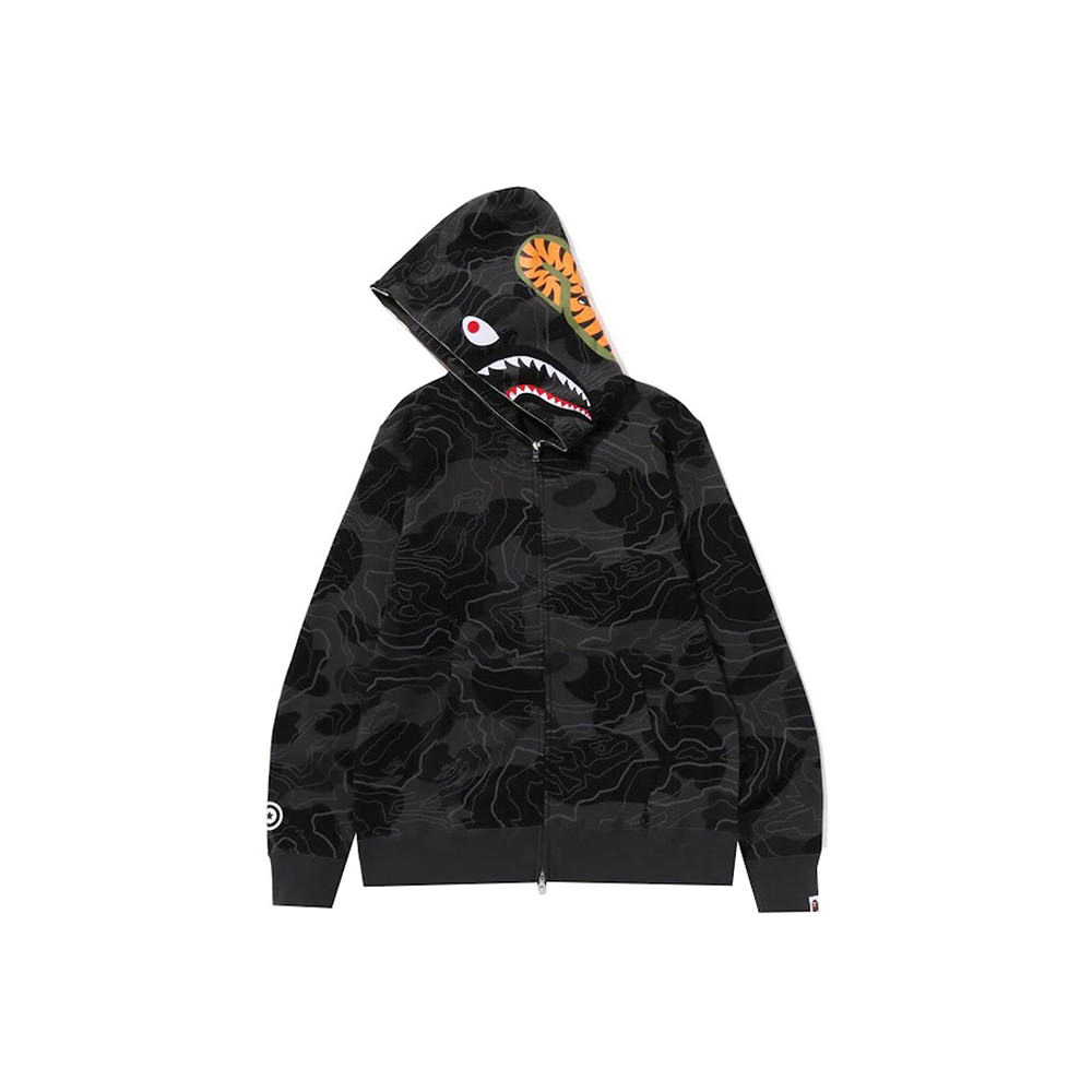 BAPE Layered Line Camo Shark Full Zip HoodieBlackBAPE Layered Line