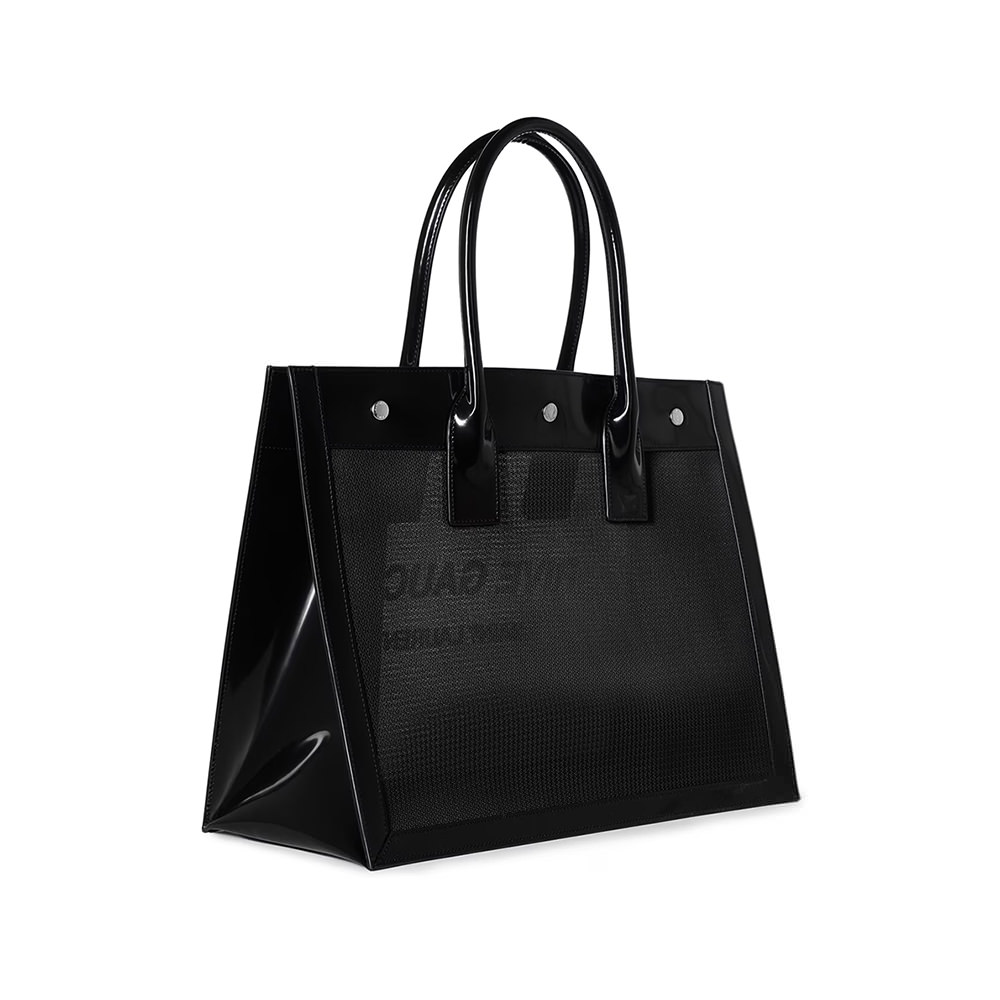 Black Rive Gauche patent-leather tote bag, Saint Laurent