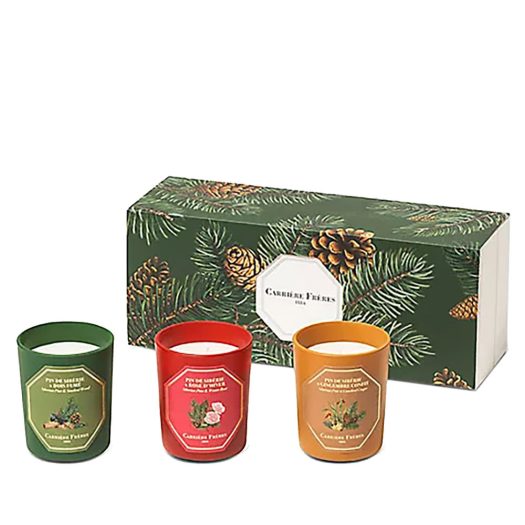 Small coffret scented candles set of three